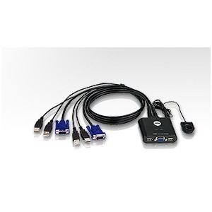 Commutateur KVM avec 2 câbles KVM, commutateur USB et VGA pour 2PC